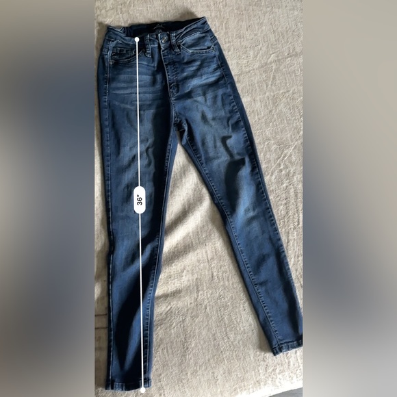 RANCAN High Rise Skinny Dark Wash Stretch Jegging Jeans Junior Size 3 (25 Waist) - Picture 7 of 8